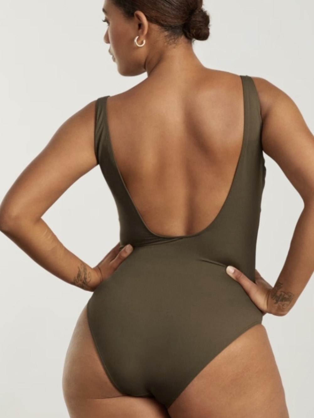 Everlane Renew square neck   Moss Olive Green One-Piece Swimsuit size XL